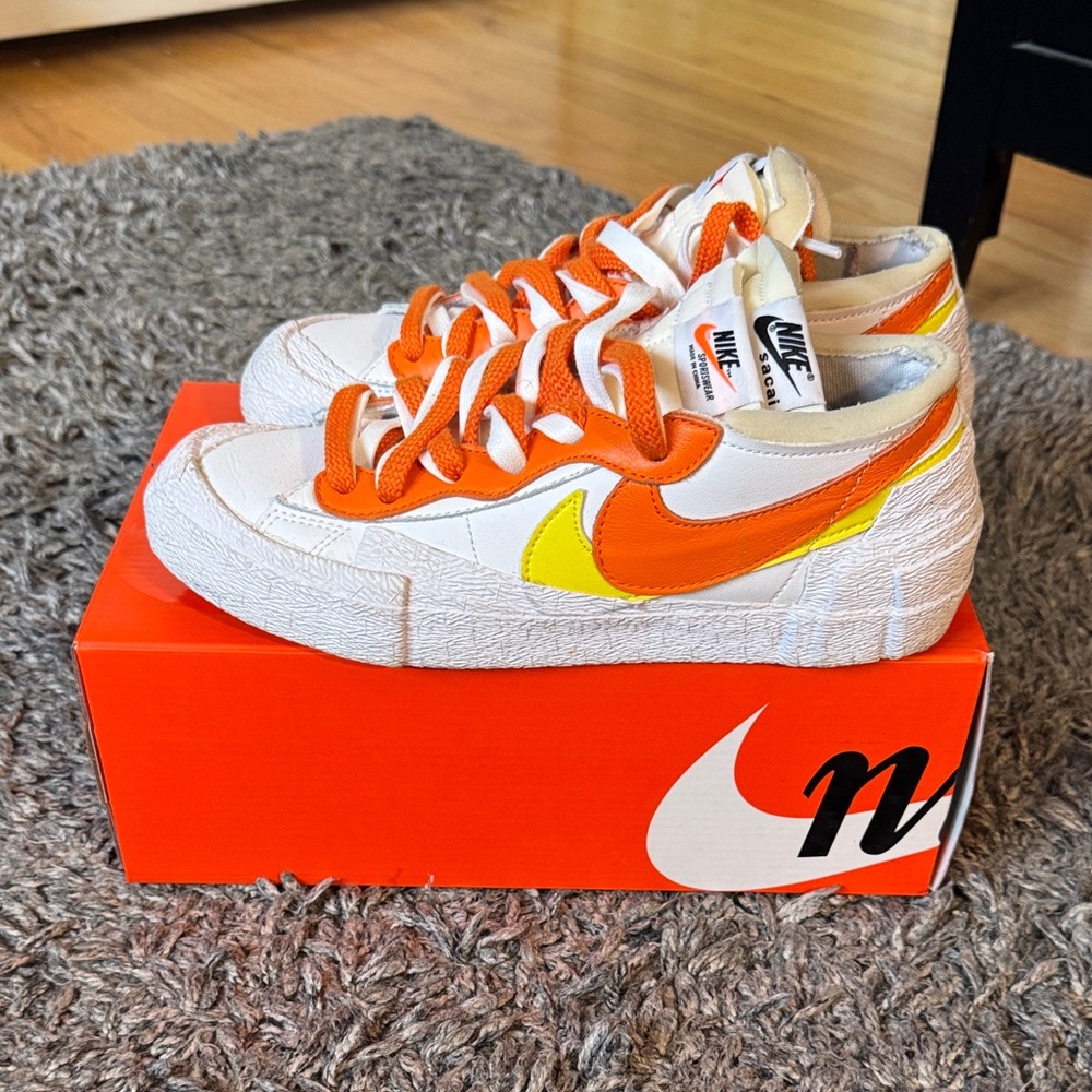 Nike White and Orange High-Top Sneakers